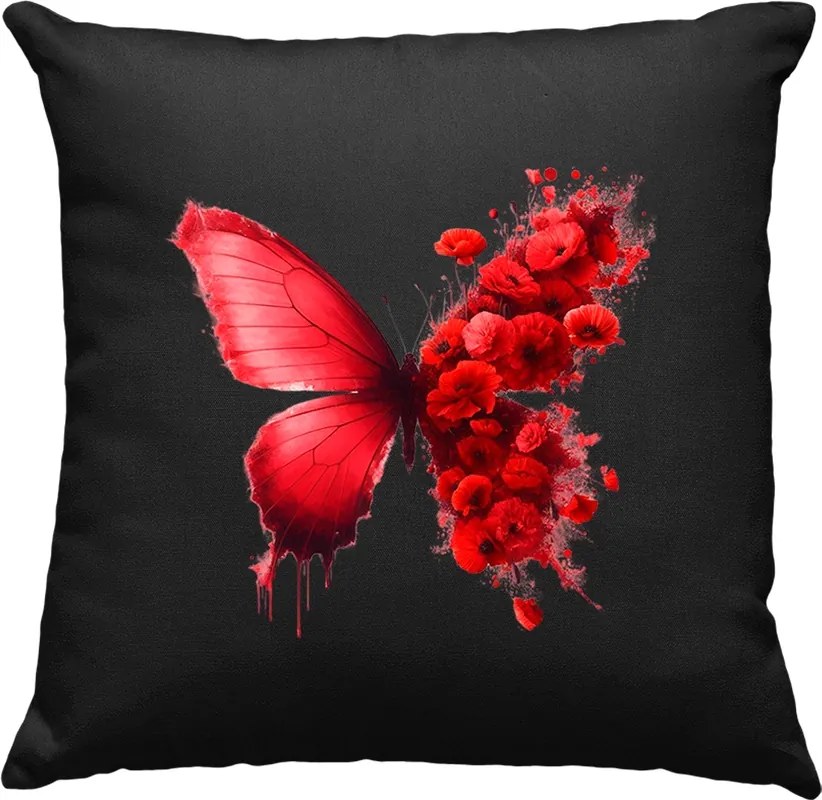 Pillangó párna Virágok Színes Művészet 4 Fekete