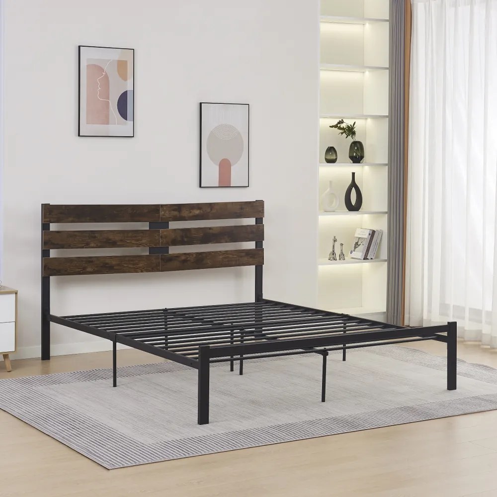 Franciaágy ráccsal, rusztikus tölgy/fém, 180x200, ANEYA