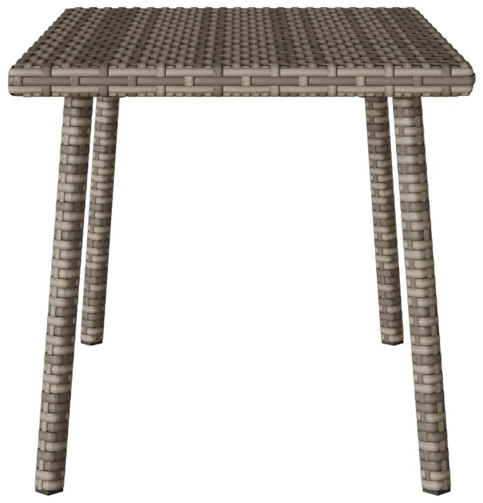 téglalap szürke polyrattan kerti dohányzóasztal 60x40x37cm