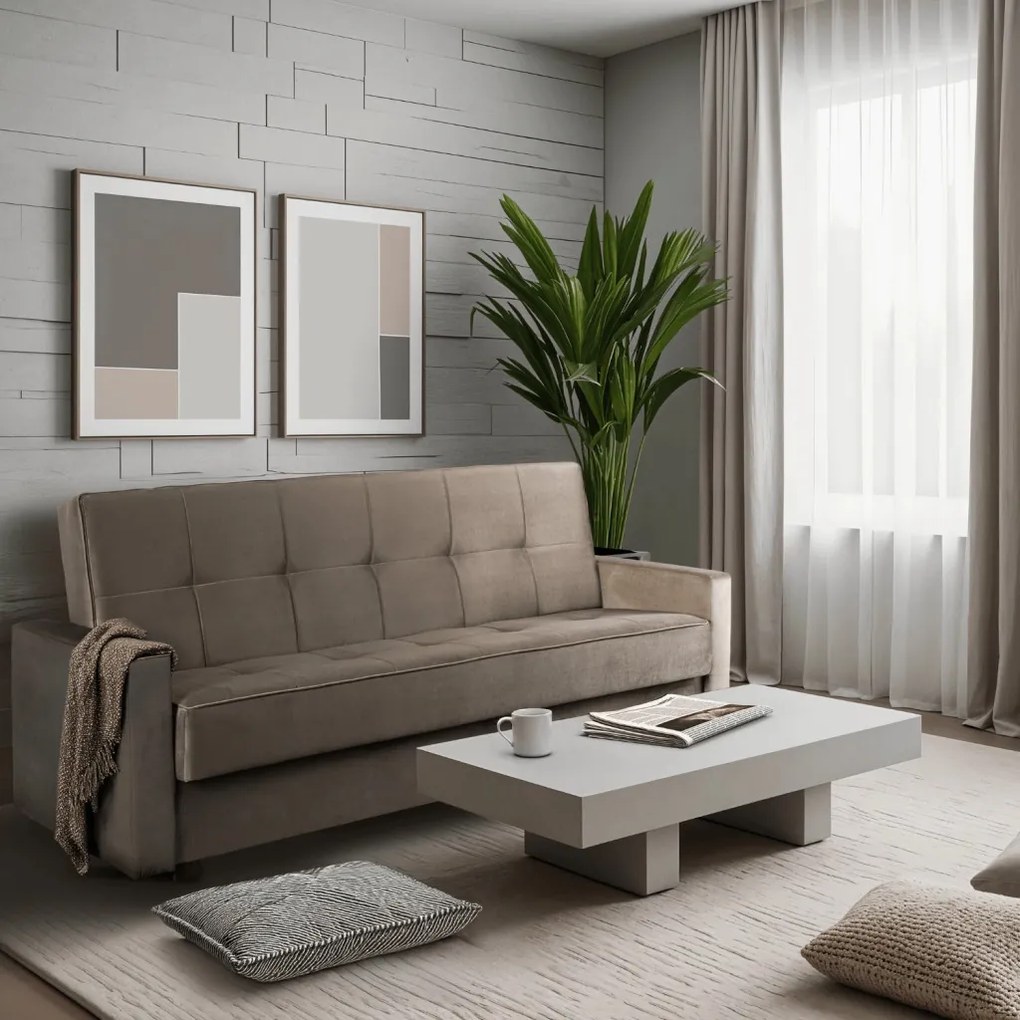 2 db kihúzható kanapé bézs színben – ALUNA