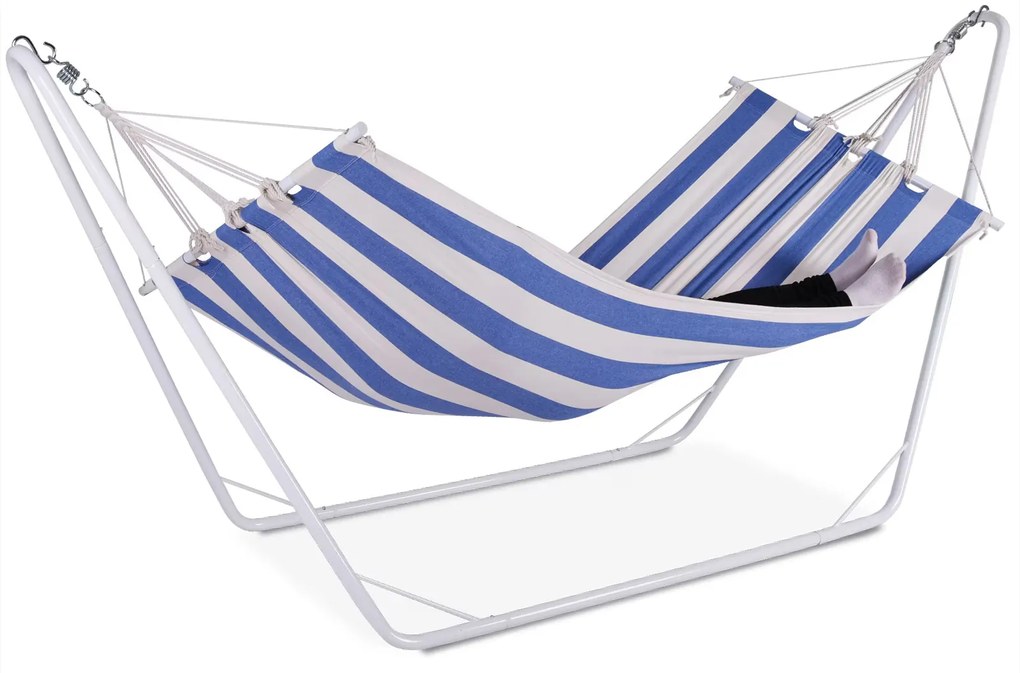 Deuba Hintaágy fém vázzal 200x80 cm - krém/kék