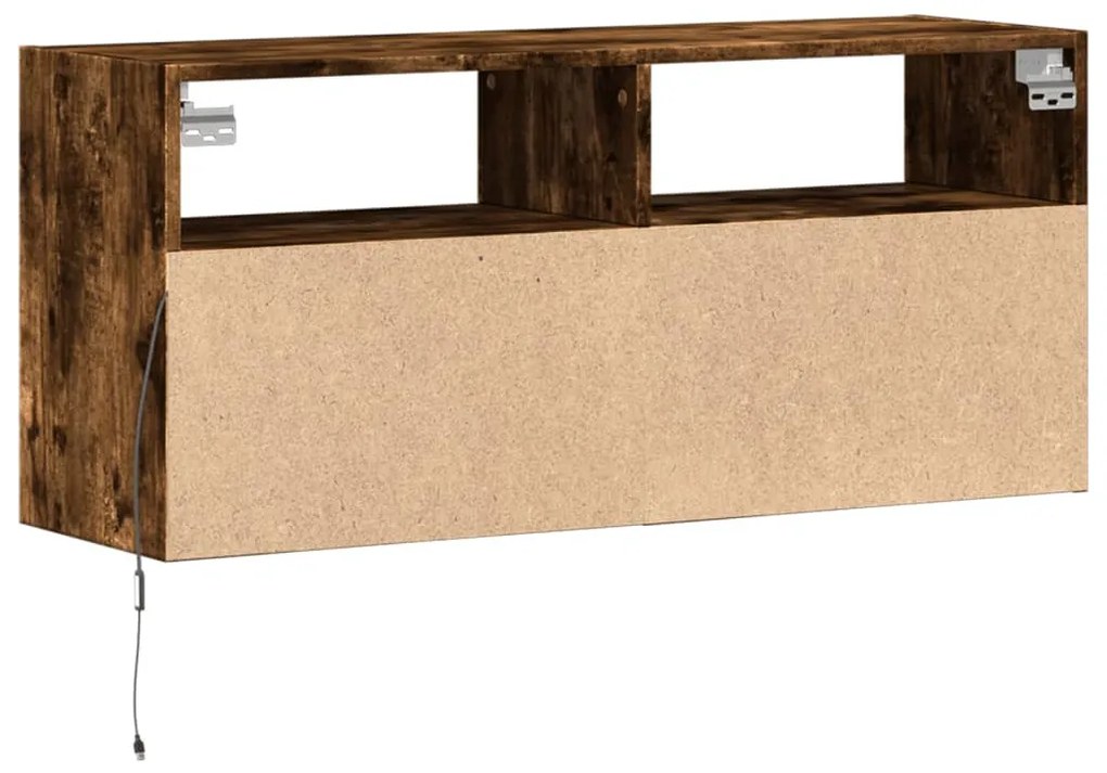 füstös tölgy színű fali TV-szekrény LED-ekkel 100x31x45 cm