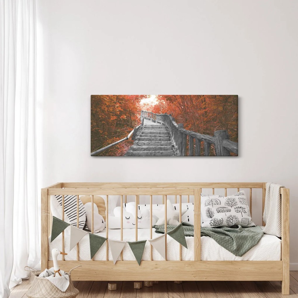 Kép - Lépcsők a természetben, narancssárga (120x50 cm)