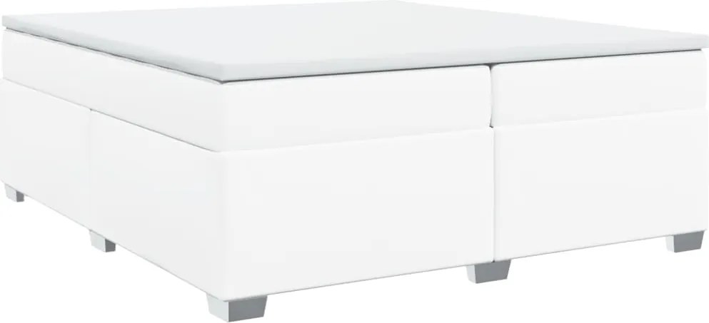 vidaXL fehér műbőr rugós ágy matraccal 200 x 200 cm