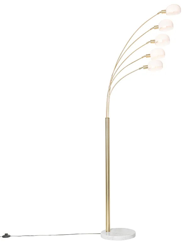 Design állólámpa sárgarézzel és opál üveggel 5-lámpás - Sixties Marmo