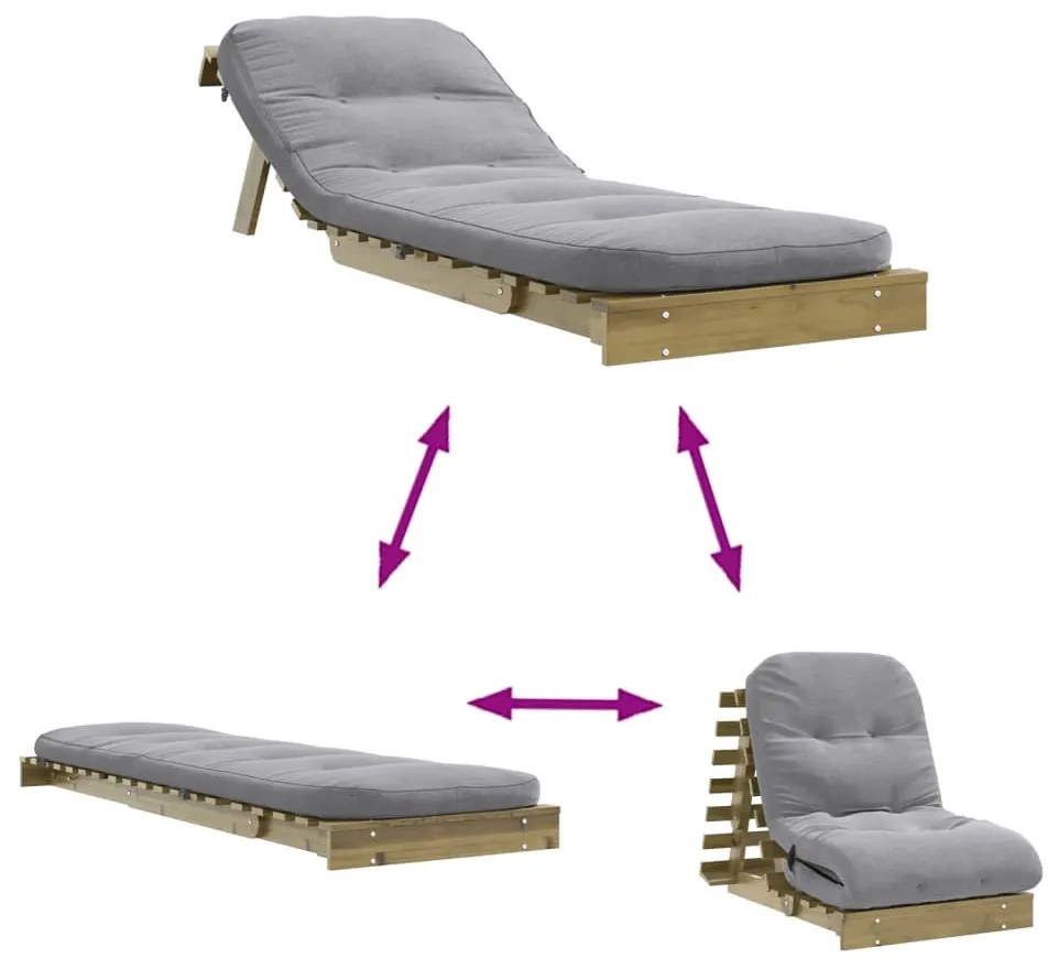tömör impregnált fenyőfa futon kanapéágy matraccal 70x206x11 cm