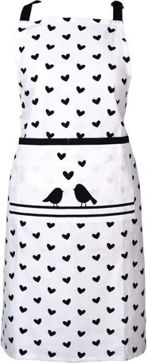 Love Birds fehér pamut kötény madarakkal 70x85 cm