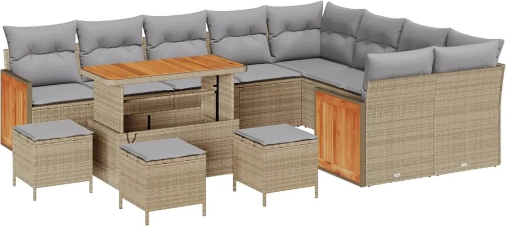 vidaXL Kerti Kanapé Szett párnával 13 pcs Beige és Világosszürke