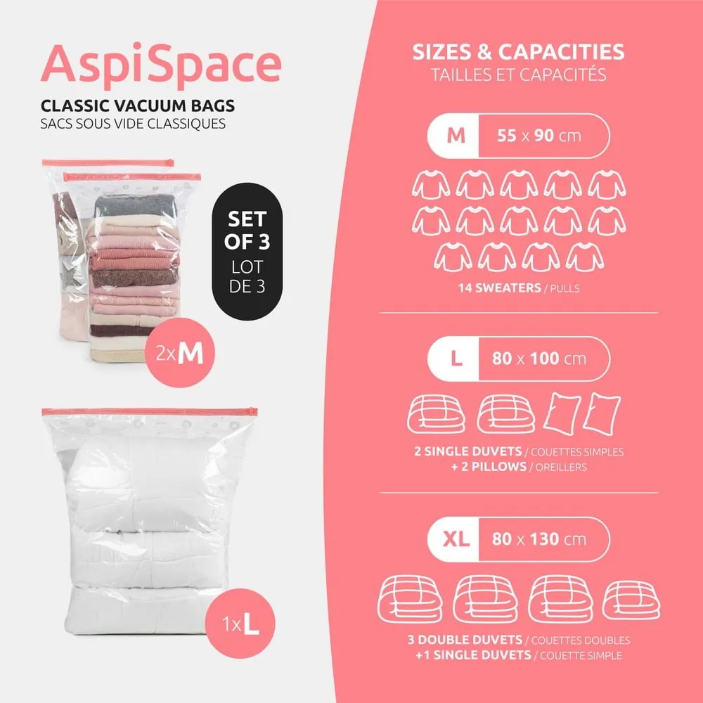 Vákuumzsák készlet 3 db-os Space Save M/L – Compactor