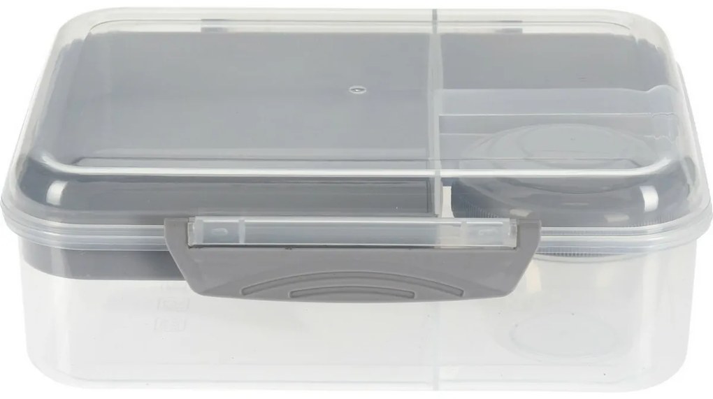 EH ebédszállító rekeszes doboz dressing tárolóval, szürke