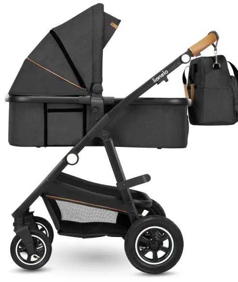 Lionelo - AMBER kombinált babakocsi 3 az 1-ben, szürke grafit