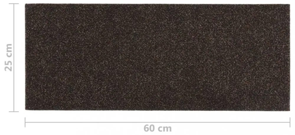 15 db sötétbarna négyszögletes öntapadó lépcsőszőnyeg 60x25 cm
