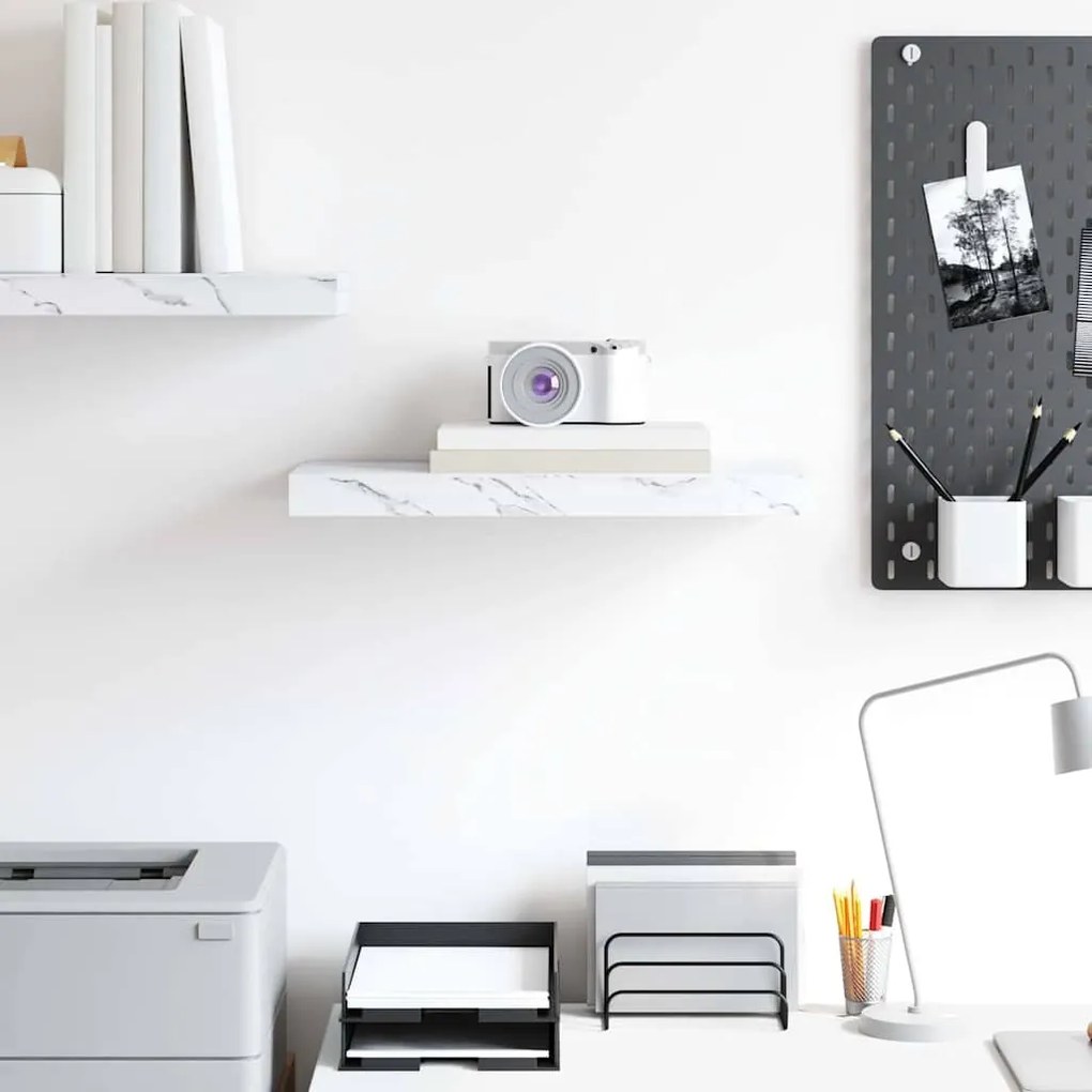 vidaXL Falpolc Falra szerelhető Fehér márvány 50 x 23 x 4 cm Faanyag