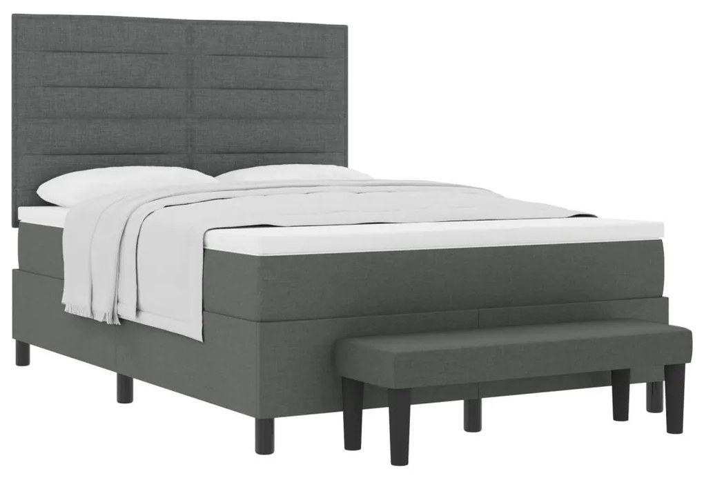 Box Spring Ágy Matraccal és Pad Sötétszürke 140x200 cm Szövet