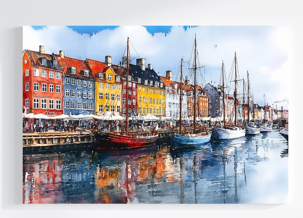 Vászonkép Canvas Tájkép Város Dánia Koppenhága Nyhavn Csatorna 120x80