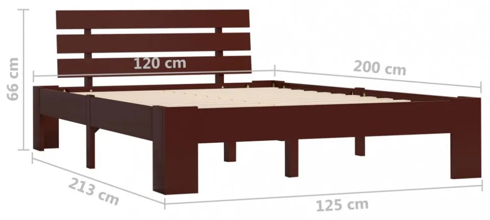 sötétbarna tömör fenyőfa ágykeret 120 x 200 cm