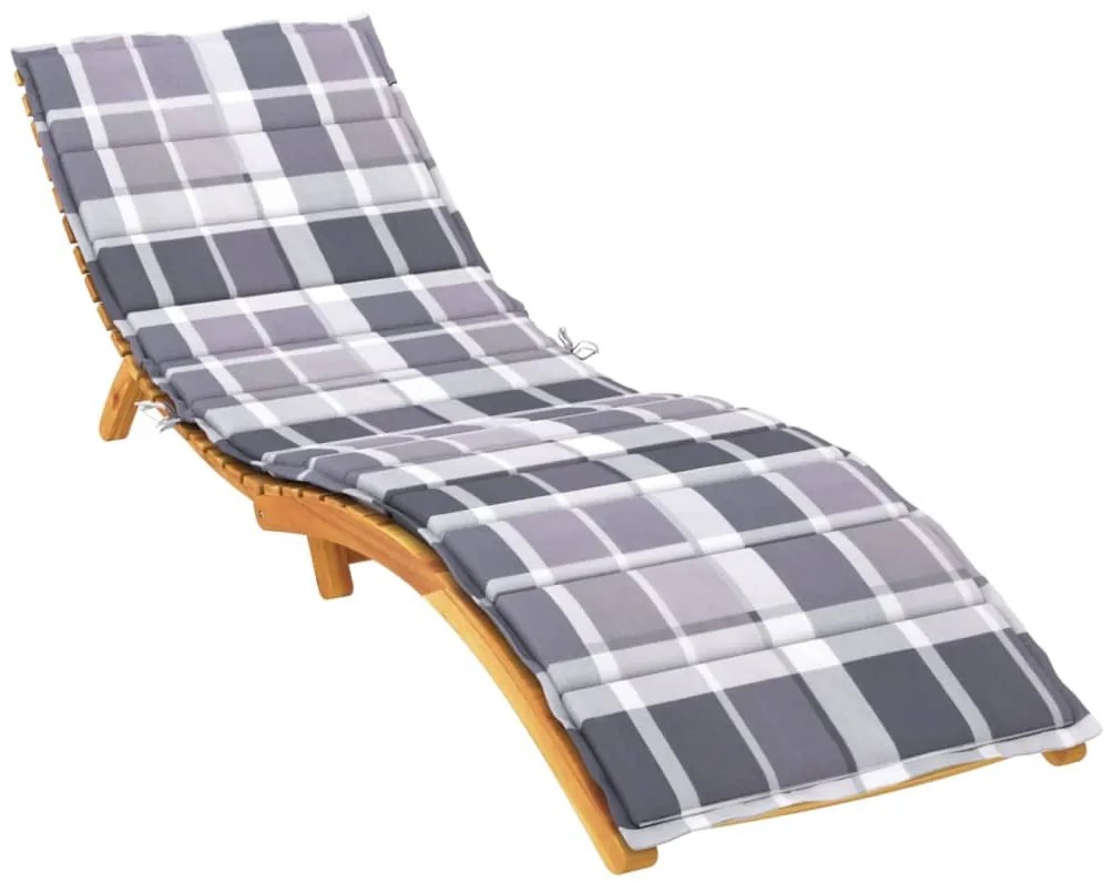 szürke kockás oxford szövet napozóágy párna 200 x 70 x 3 cm