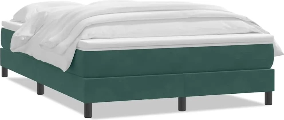 vidaXL sötétzöld bársony rugós ágy matraccal 160x210 cm