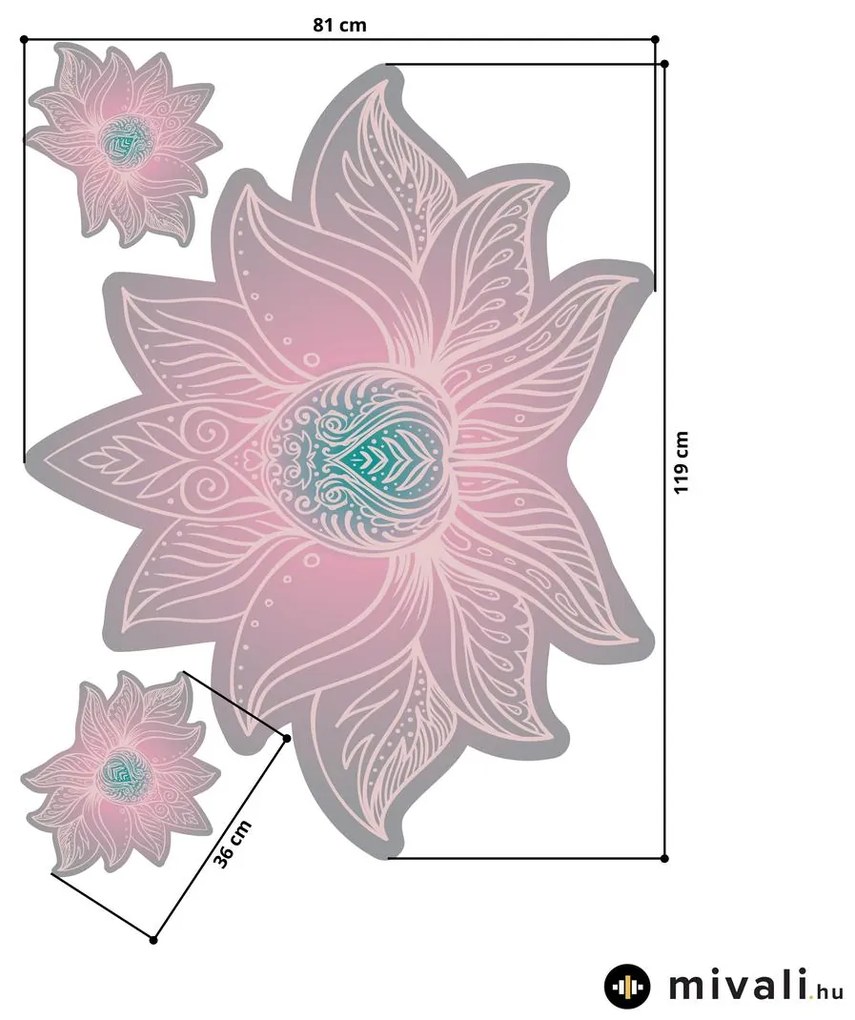 Falmatricák - Lótusz mandala szürke-rózsaszín