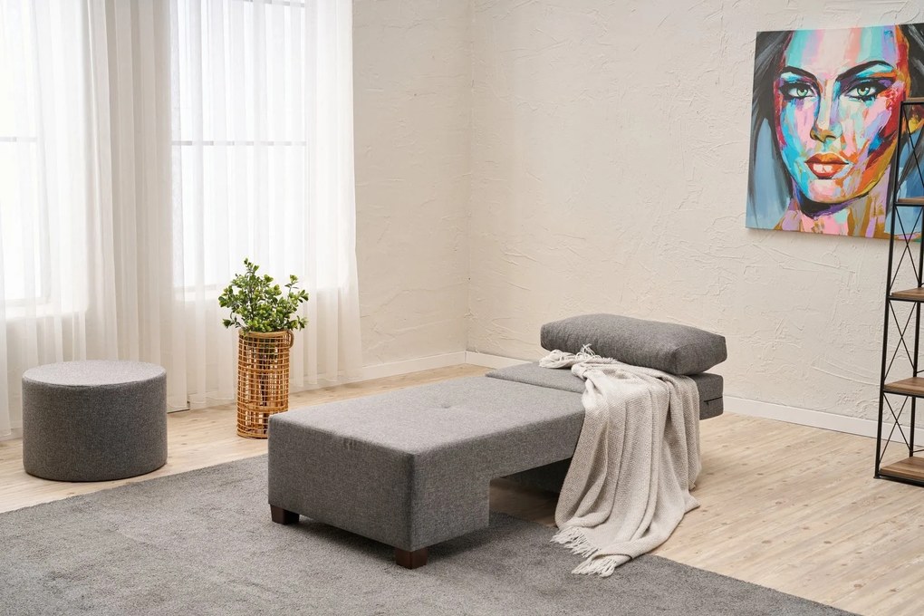 Egyzemélyes kanapéágy- Perenna Linen Balos - Szürke