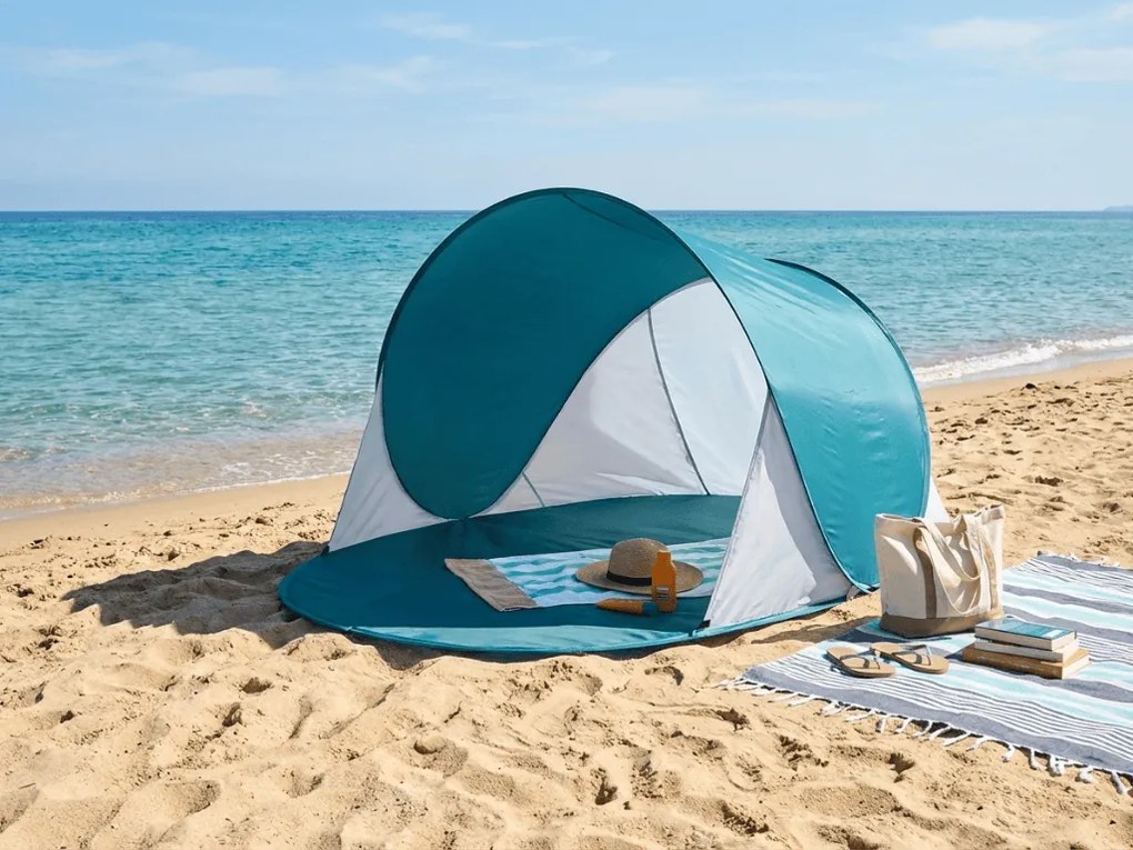 Összehajtható strand sátor SUNSHADE 190x120 cm, sötétkék/fehér
