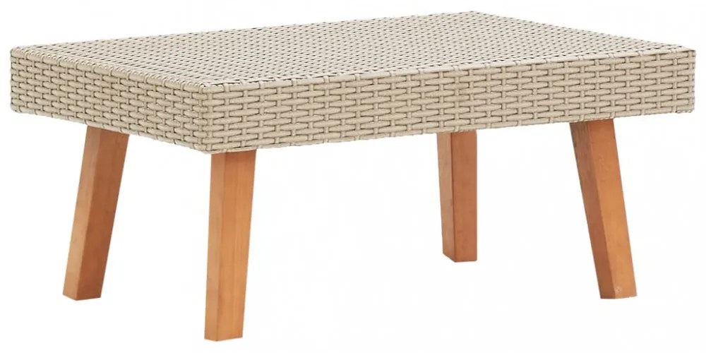 bézs polyrattan kerti dohányzóasztal