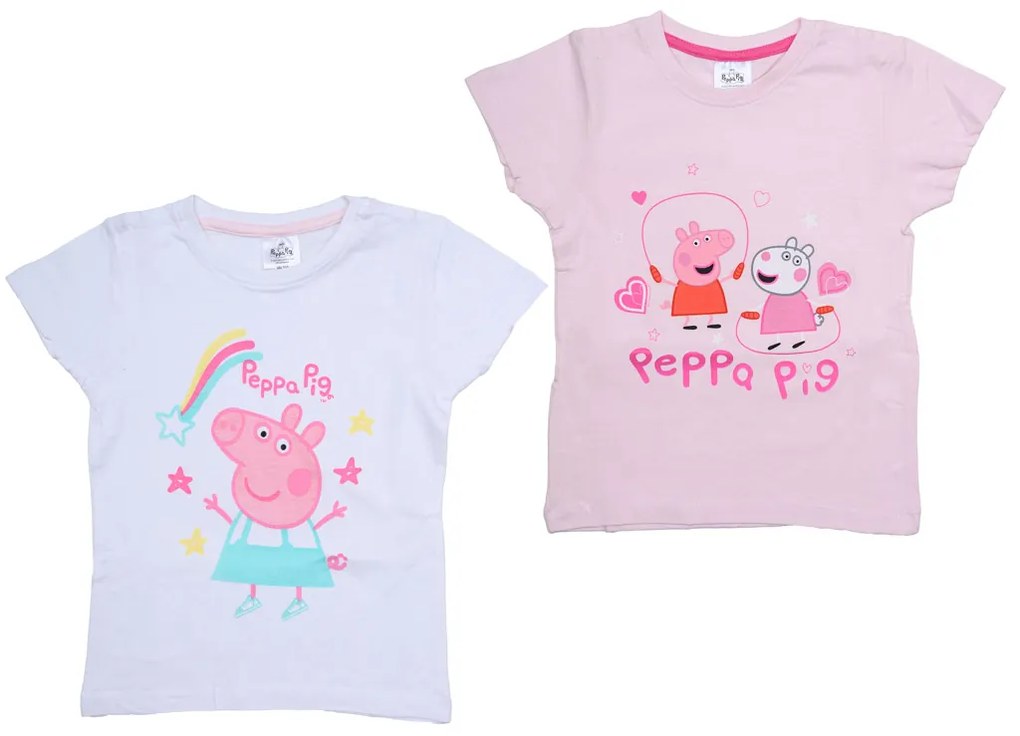 PEPPA MALAC gyerek póló 2 db világos rózsaszín/fehér - különböző méretekben Méret: 110 - 116