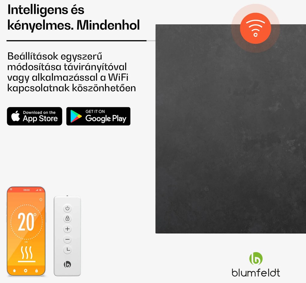 Blumfeldt Heat Square, Infravörös fűtés, WiFi vezérlés, 350 W, IP44