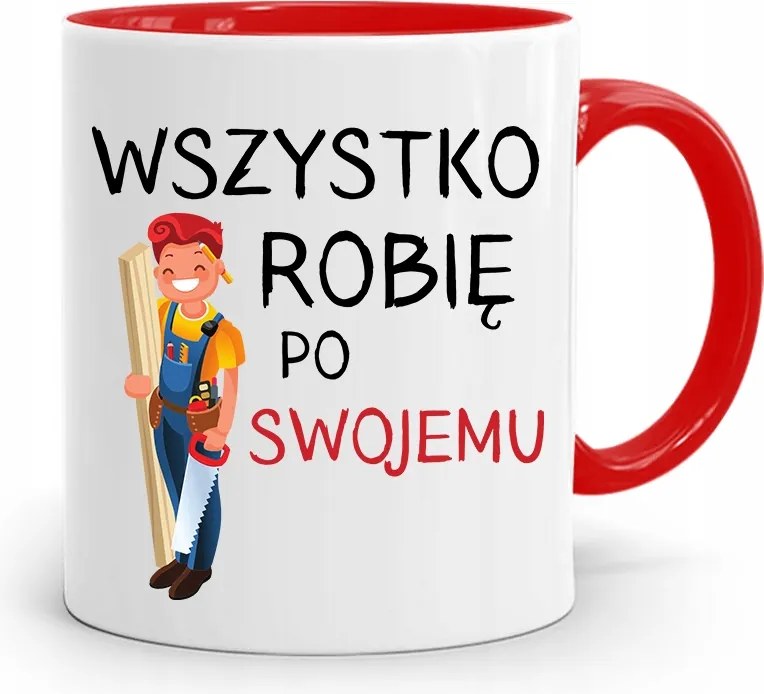 Piros Asztalos Bögre Mindent A Magam Módján Csinálok, fényképes nyomattal