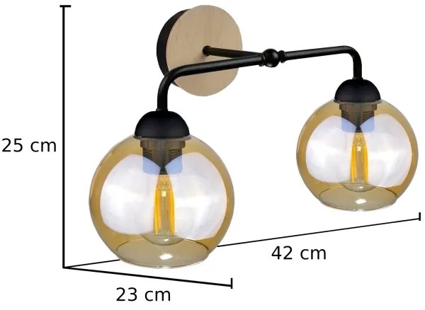 Fali lámpa MELLE WOOD 2xE27/60W/230V