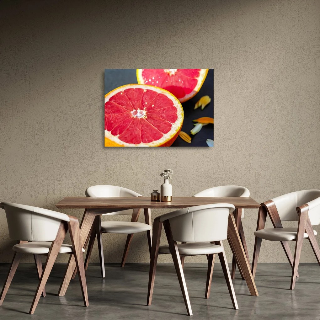 Szeletelt grapefruit képe (üvegen) (70x50 cm)