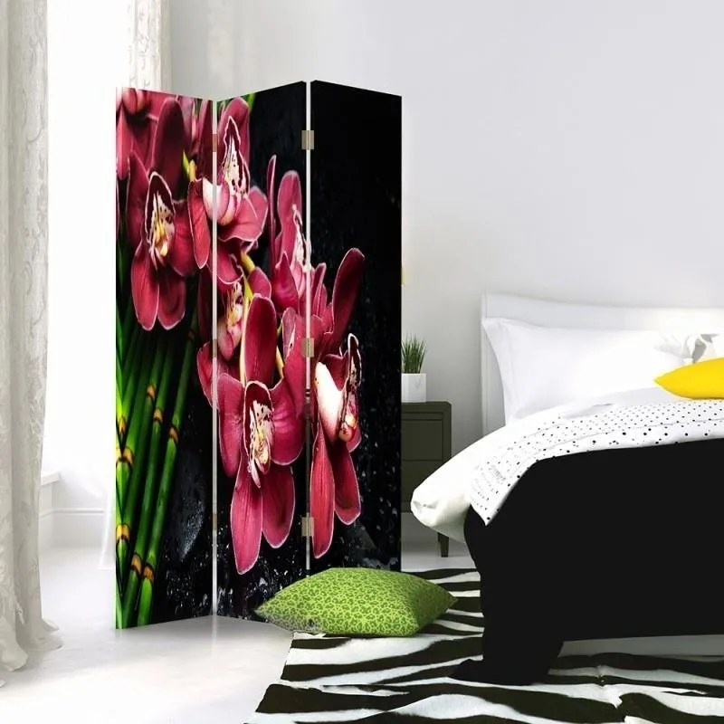 Gario Paraván Orchidea bambusszal Méret: 180 x 170 cm, Kivitelezés: Klasszikus paraván
