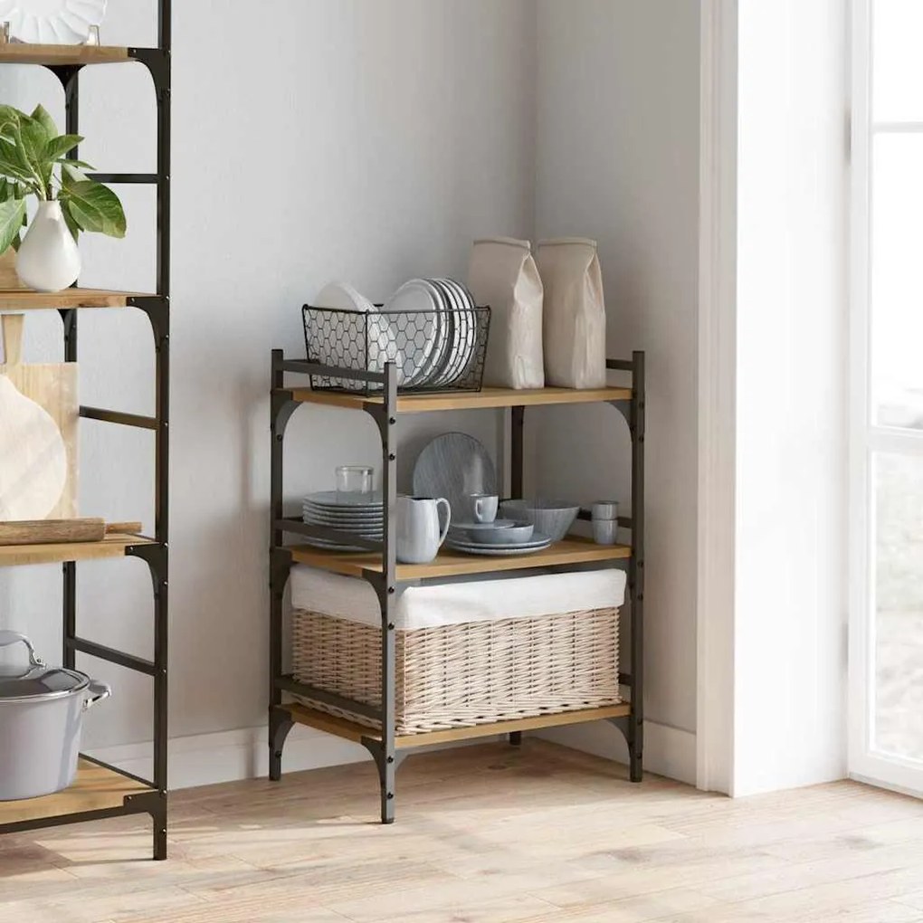 vidaXL Konyhai kocsi Artisan tölgy 50 x 35 x 75.5 cm Faanyag