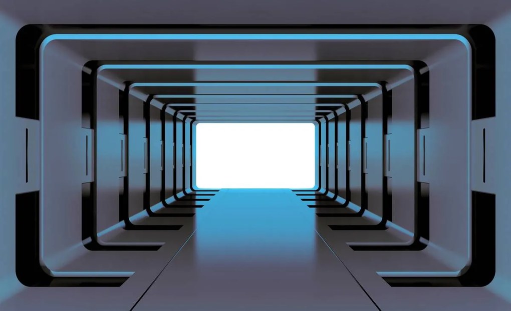 Fotótapéta - Kék 3D-s alagút (152,5x104 cm)