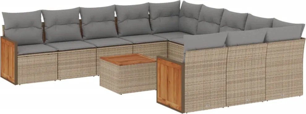 vidaXL 12 részes bézs polyrattan kerti ülőgarnitúra párnákkal
