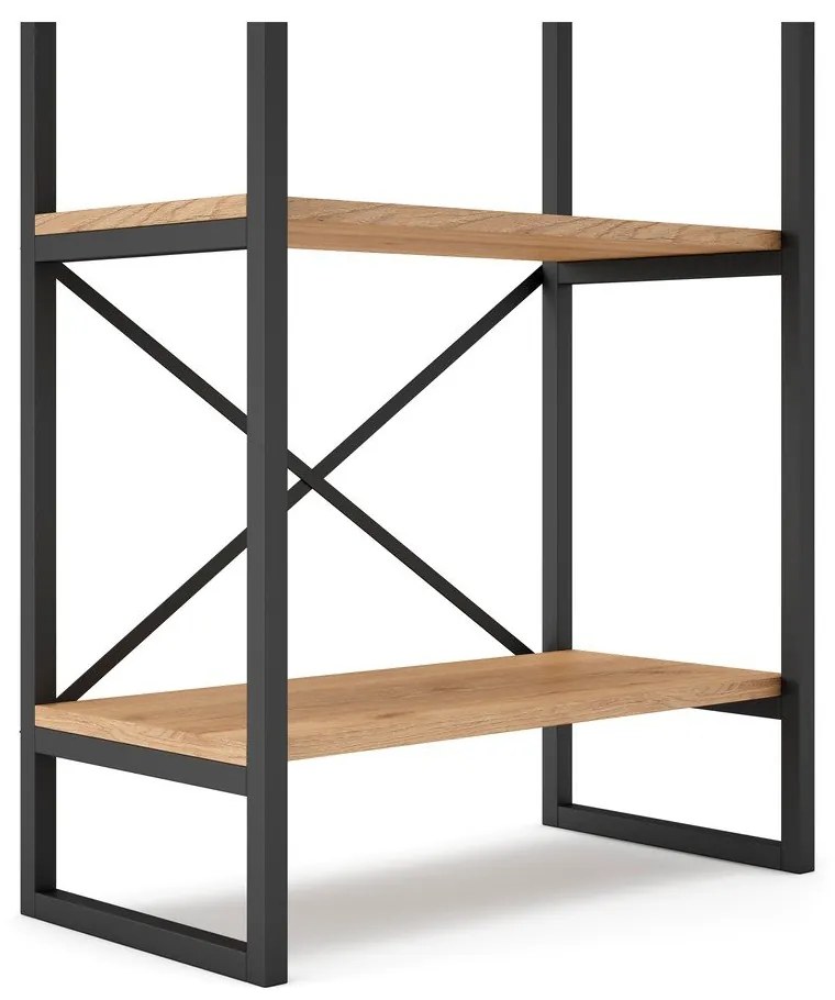 Fekete-natúr színű polcos állvány tölgyfa dekorral 58x175 cm Dusan – Marckeric