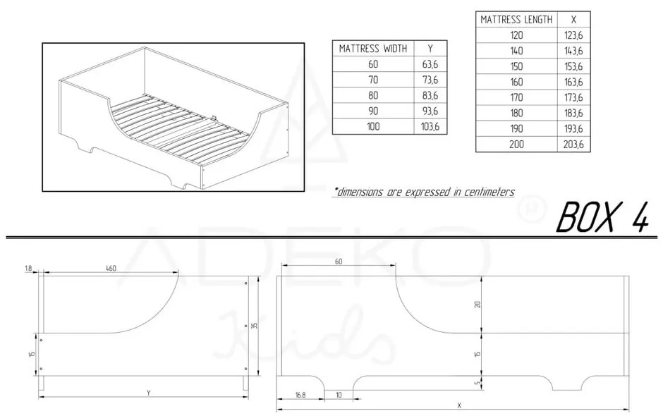 BOX 4 gyerekágy borovi fenyőfából, 90 x 200 cm - Adeko
