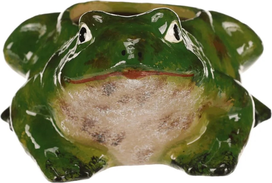 Kerámia virágtartó béka formában zöld