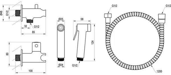 Ravak X070166 - Kézi bidé zuhany rejtett beépítéshez, fényes króm