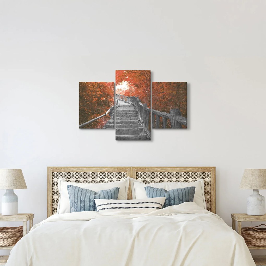 Kép - Lépcsők a természetben, narancssárga (90x60 cm)