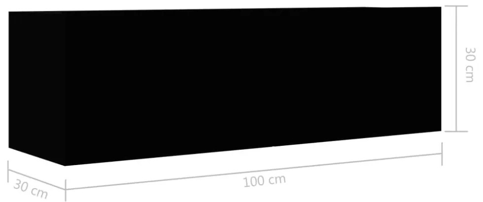 fekete szerelt fa TV-szekrény 100 x 30 x 30 cm