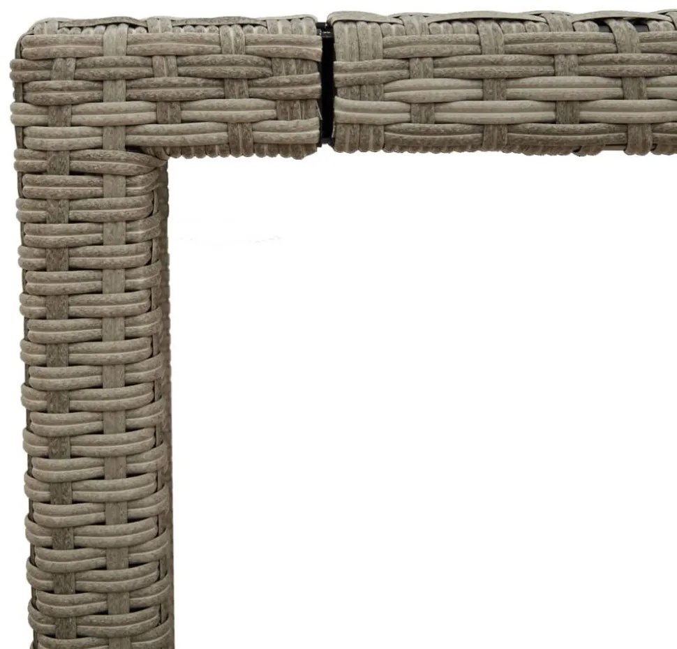 világosszürke polyrattan üveglapos kerti asztal 90 x 90 x 75 cm