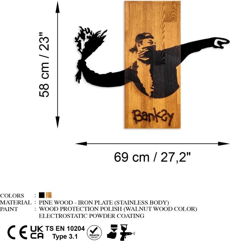 Banksy Virágdobó fa faldekoráció