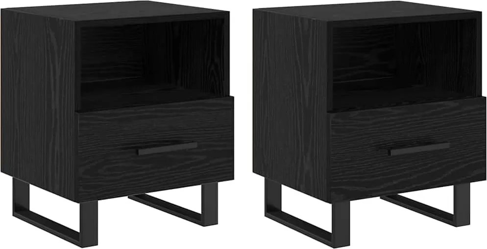 vidaXL Éjjeliszekrény 2 pcs Fekete tölgy 40 x 35 x 47,5 cm Faanyag