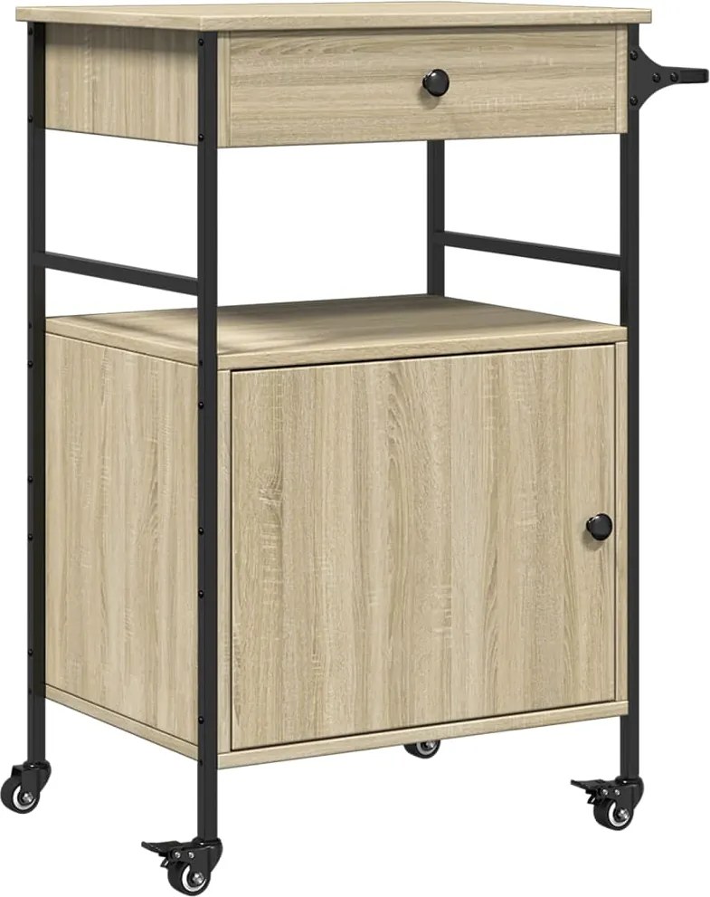 vidaXL sonoma tölgy színű szerelt fa zsúrkocsi 56 x 43 x 89,5 cm