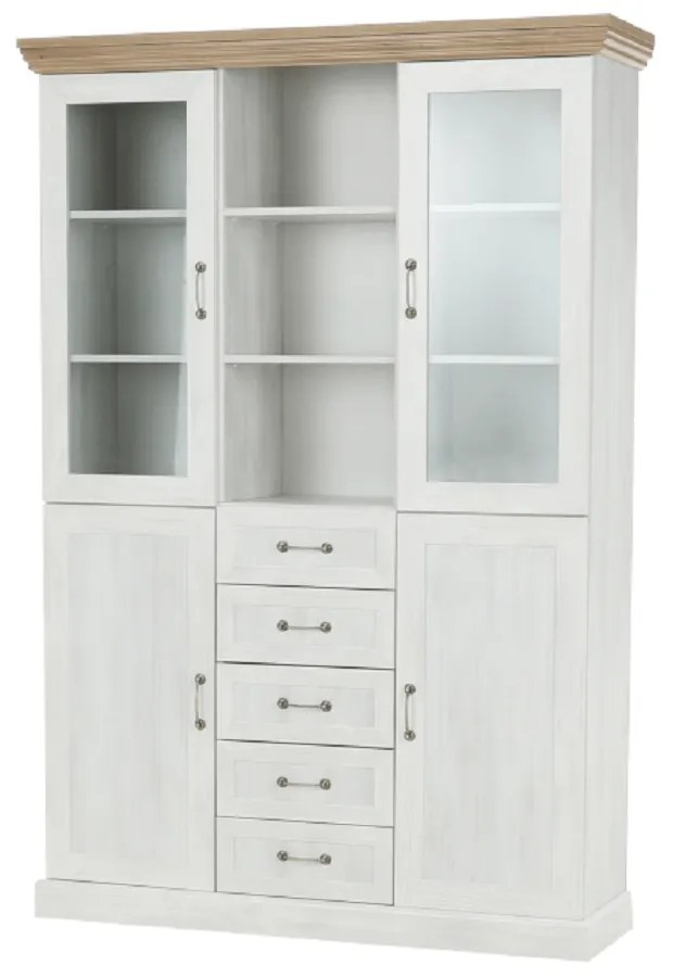 vitrines szekrény, északi sosna/vadtölgy, ROYAL W2D