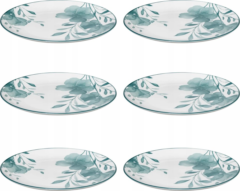 Ebédlő Tányérok Porcelán 6 Db-os Szett Virág Motívum Ø 26,5 CM