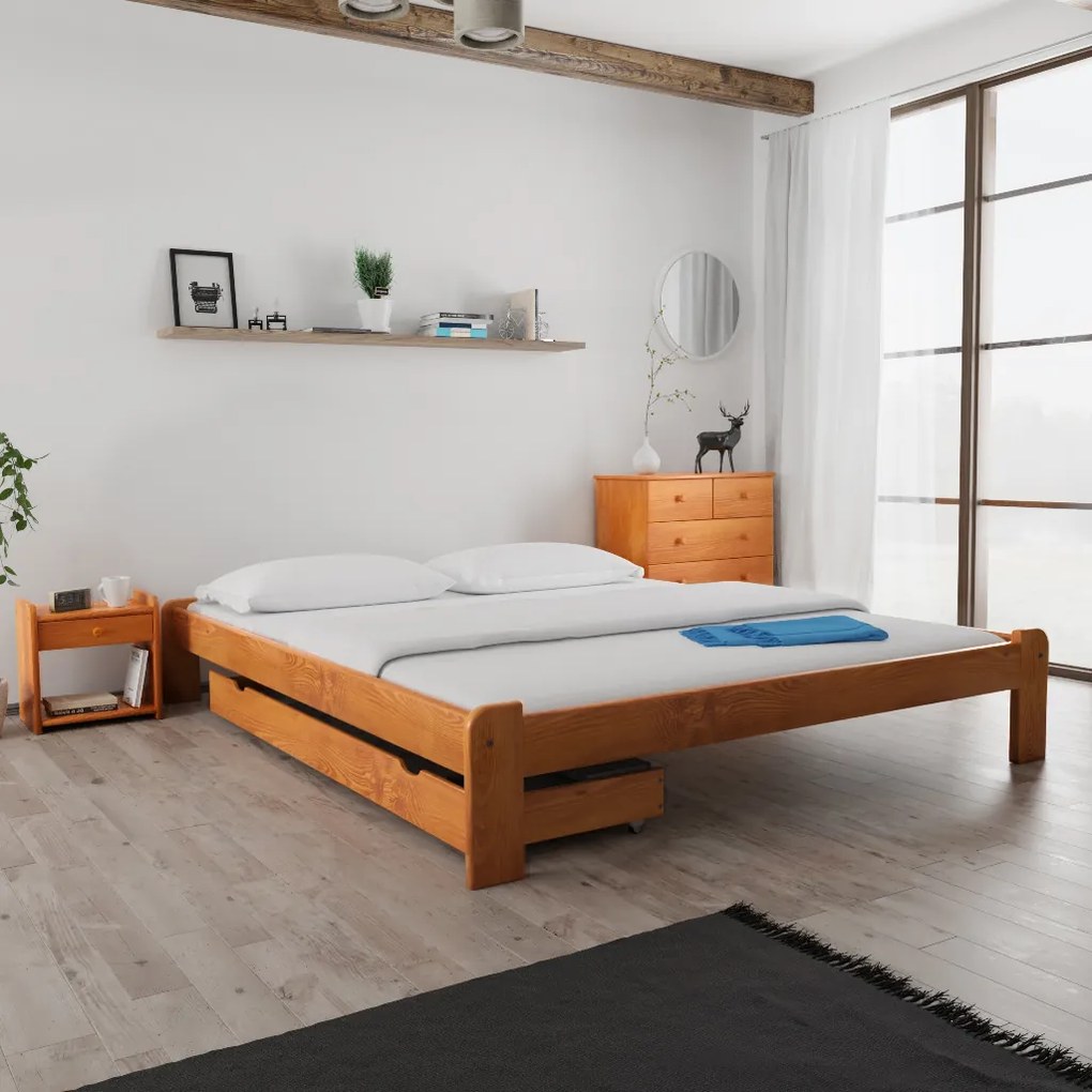 ADA ágy 180x200 cm, égerfa Ágyrács: Lamellás ágyrács, Matrac: Coco Maxi 20 cm matrac