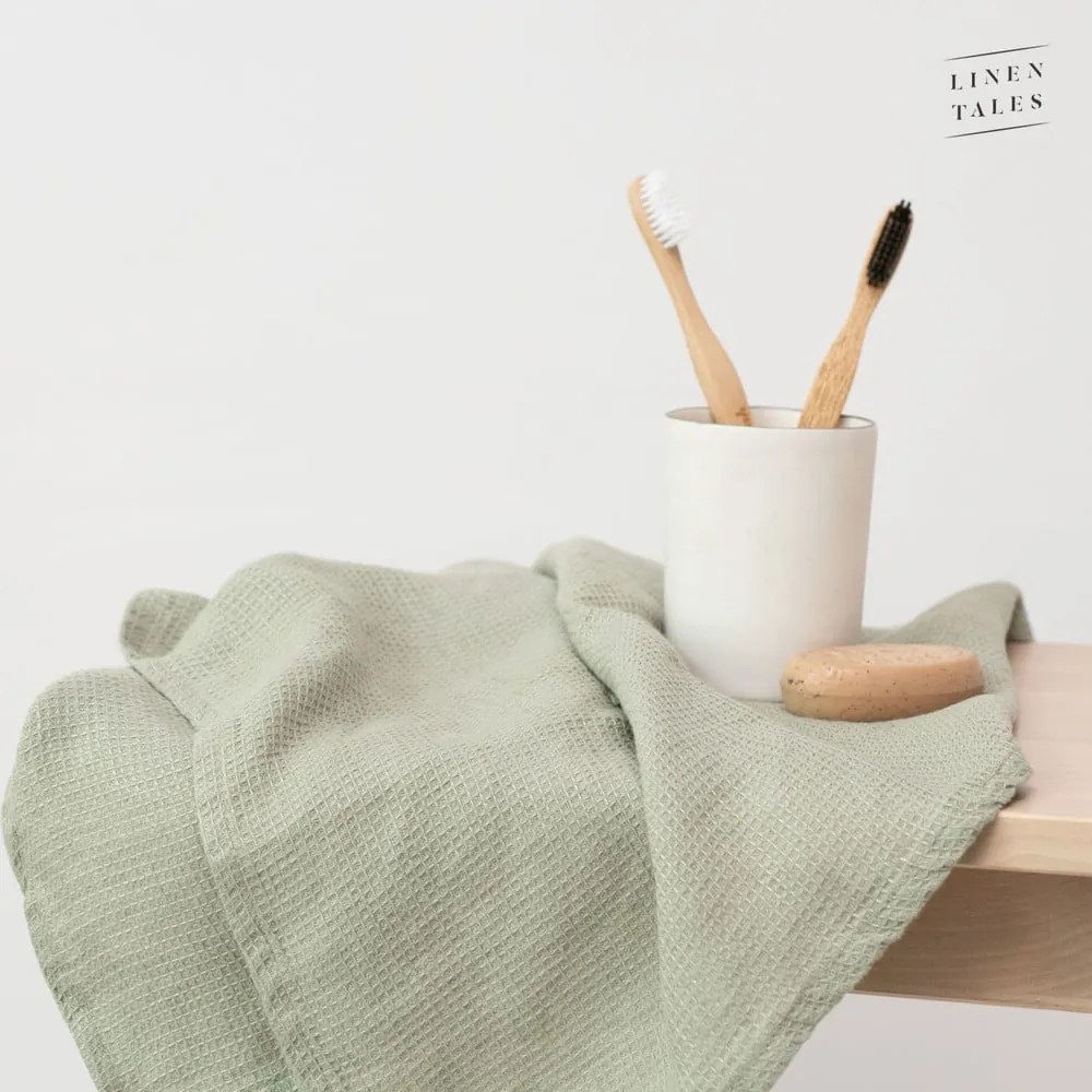 Zöld len törölköző 30x30 cm - Linen Tales