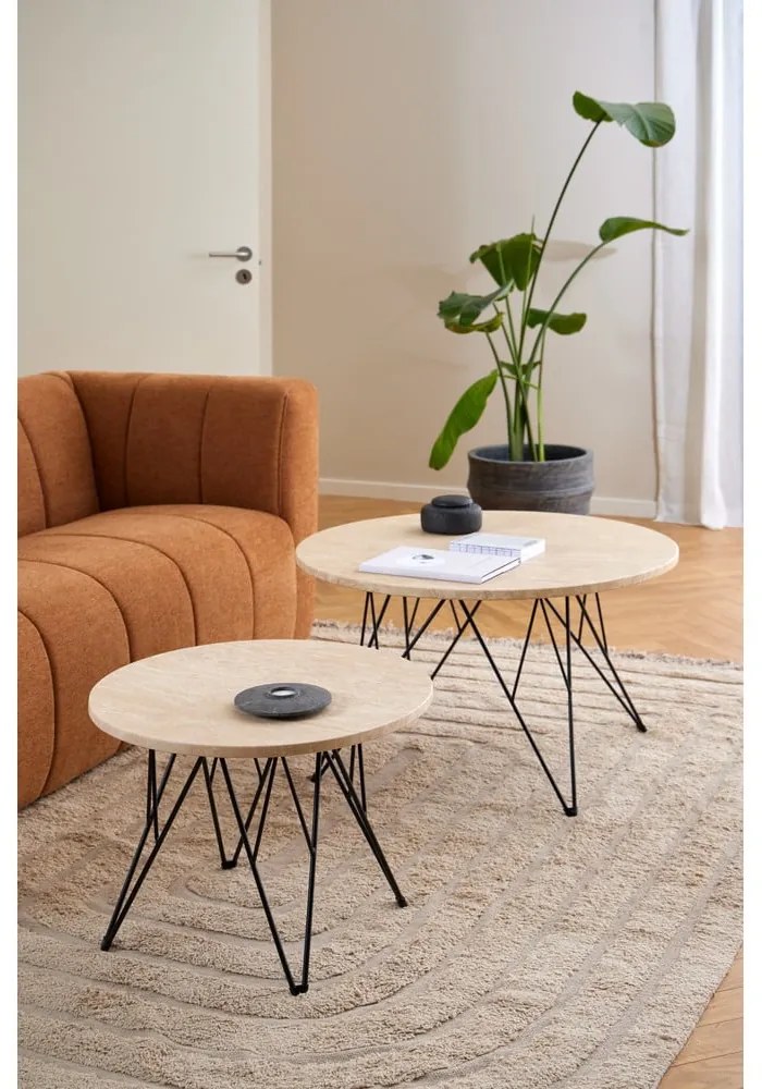 Kerek tárolóasztal márvány dekoros asztallappal ø 55 cm Prunus – Actona